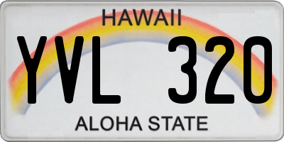 HI license plate YVL320