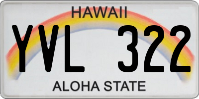 HI license plate YVL322