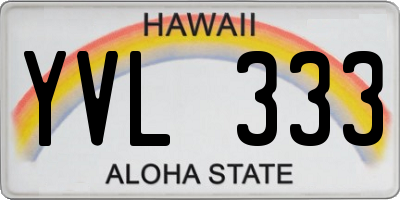 HI license plate YVL333