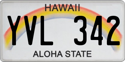 HI license plate YVL342
