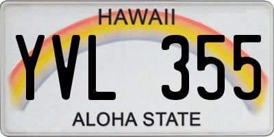 HI license plate YVL355
