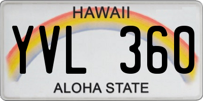 HI license plate YVL360