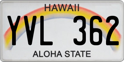 HI license plate YVL362