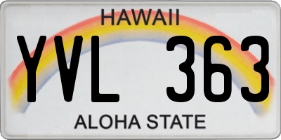 HI license plate YVL363
