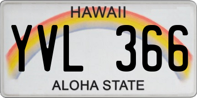 HI license plate YVL366