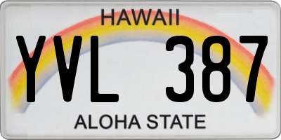 HI license plate YVL387