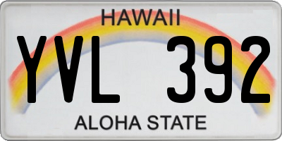 HI license plate YVL392