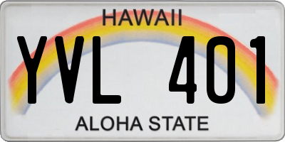 HI license plate YVL401