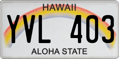 HI license plate YVL403