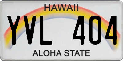 HI license plate YVL404