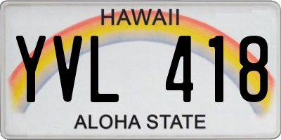 HI license plate YVL418