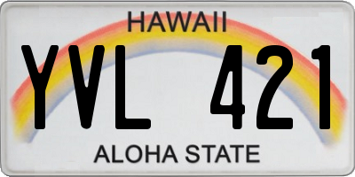 HI license plate YVL421