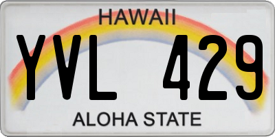 HI license plate YVL429