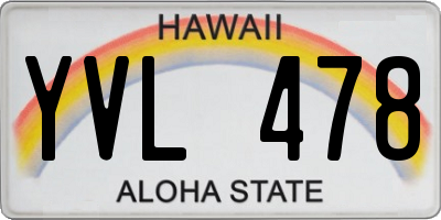 HI license plate YVL478