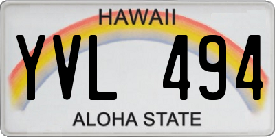 HI license plate YVL494