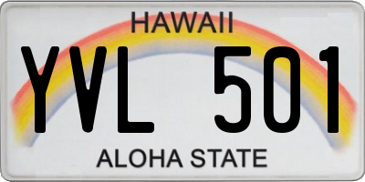 HI license plate YVL501