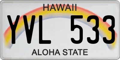 HI license plate YVL533