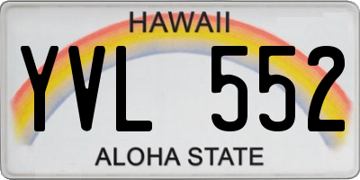 HI license plate YVL552