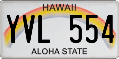 HI license plate YVL554