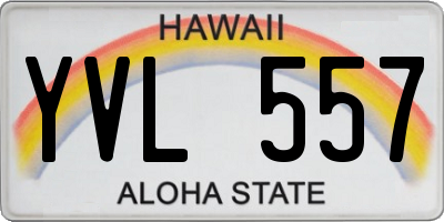 HI license plate YVL557