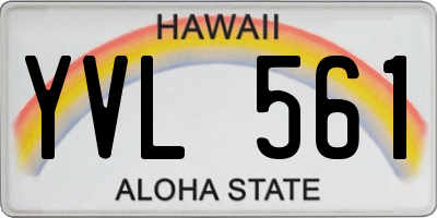HI license plate YVL561