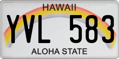 HI license plate YVL583
