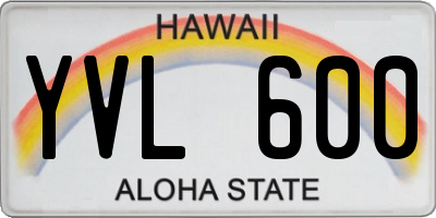 HI license plate YVL600