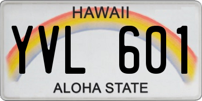 HI license plate YVL601