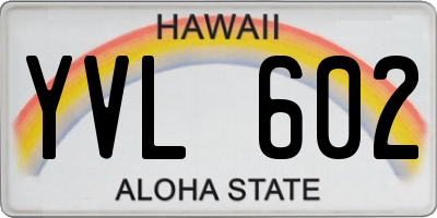 HI license plate YVL602