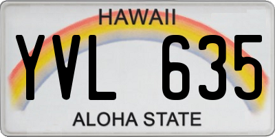 HI license plate YVL635