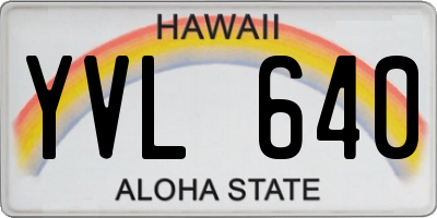 HI license plate YVL640