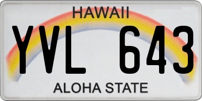 HI license plate YVL643