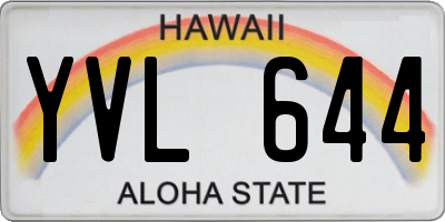 HI license plate YVL644