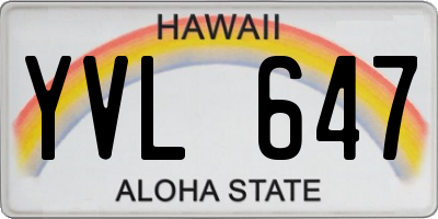 HI license plate YVL647