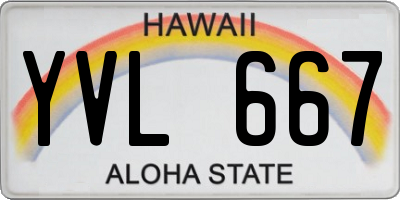 HI license plate YVL667