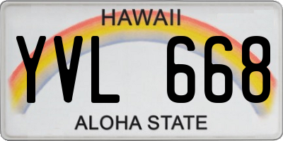HI license plate YVL668