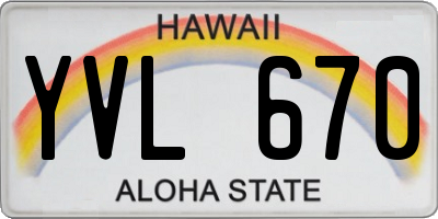 HI license plate YVL670