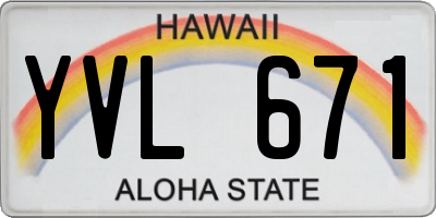 HI license plate YVL671