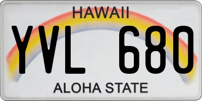 HI license plate YVL680