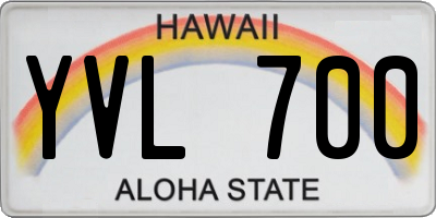 HI license plate YVL700