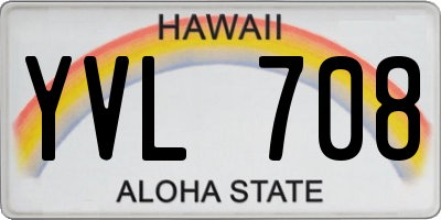 HI license plate YVL708