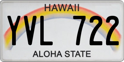 HI license plate YVL722