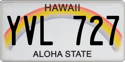 HI license plate YVL727