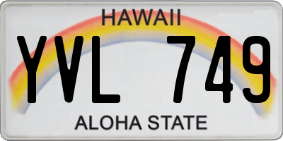 HI license plate YVL749