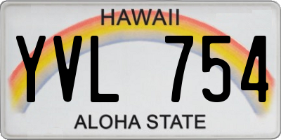 HI license plate YVL754