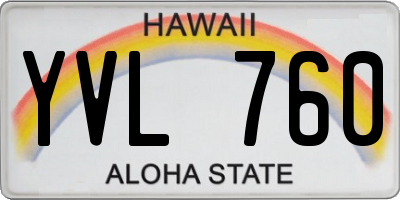 HI license plate YVL760
