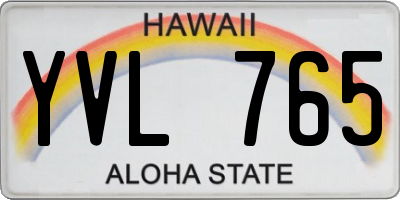 HI license plate YVL765
