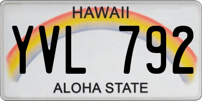 HI license plate YVL792