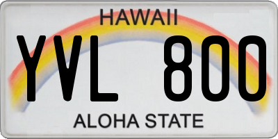 HI license plate YVL800