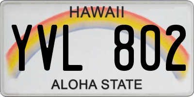 HI license plate YVL802